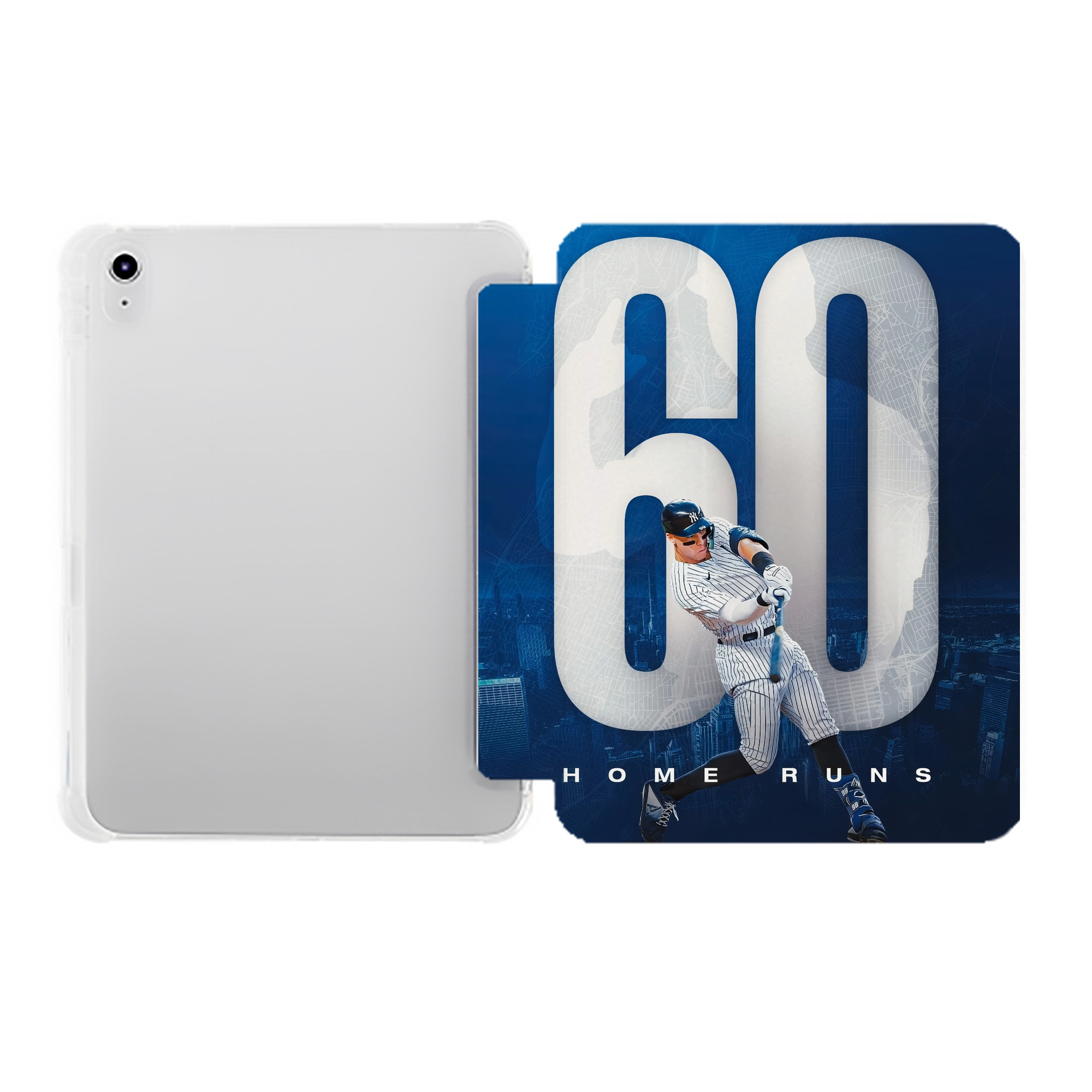 Aaron Judge 60 Home Runs 2 Premium Tri-Fold PU Leather & Silicone IPad Case With Pencil Slot – Fits 9.5,10.5,10.9 – Adjustable Stand, Slim, Protective